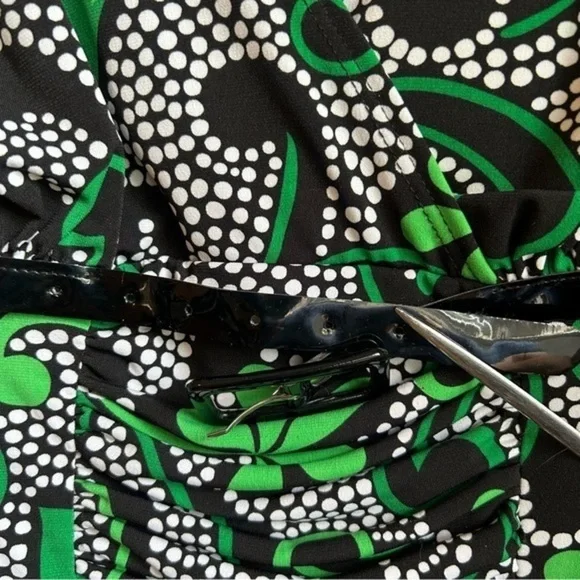 Studio 1940 Green Floral & Polka Dot Polyester Empire Waist Women’s Blouse Sz L - Picture 12 of 14